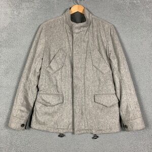 Hardy Amies Overcoat Jacket Mens Medium M Gray Wool Cashmere Coat Quilted Lining